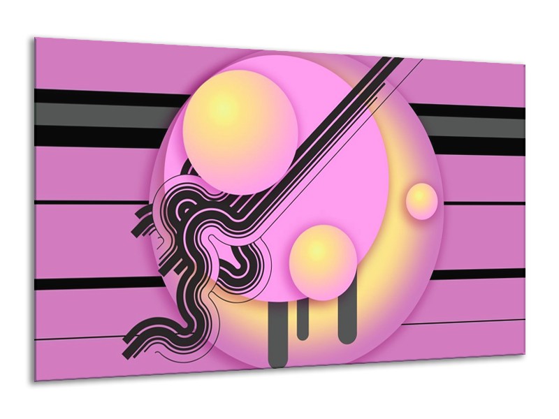 Glas schilderij Art | Paars, Zwart, Geel | 120x70cm 1Luik