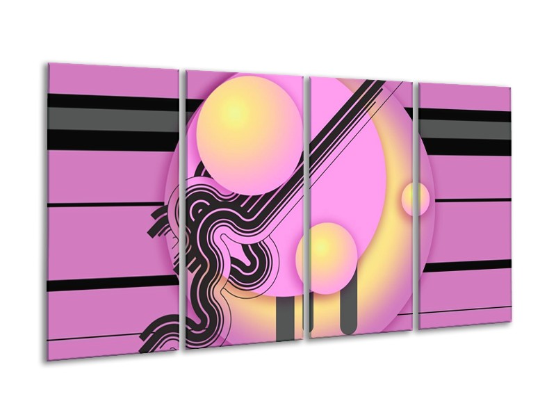 Glas schilderij Art | Paars, Zwart, Geel | 160x80cm 4Luik