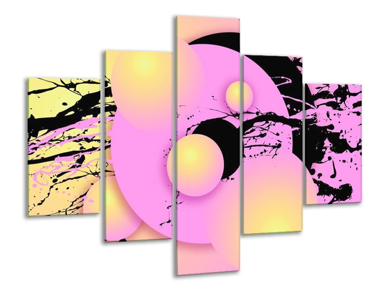 Glas schilderij Art | Paars, Zwart, Geel | 100x70cm 5Luik