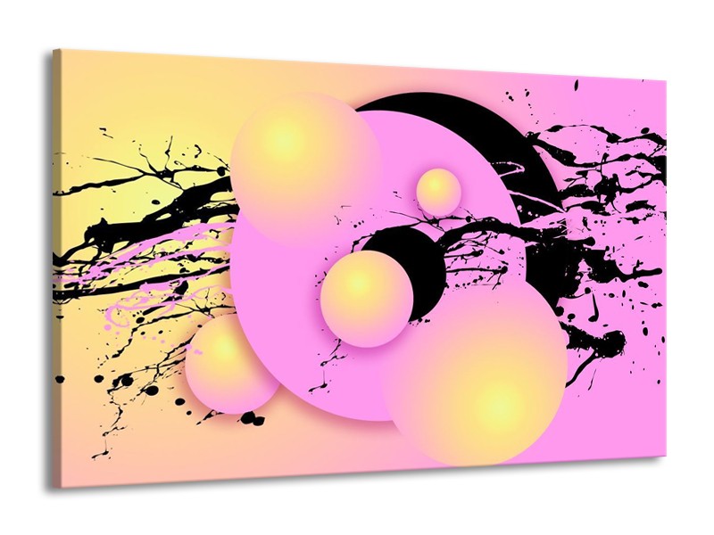 Canvas schilderij Art | Paars, Zwart, Geel | 140x90cm 1Luik