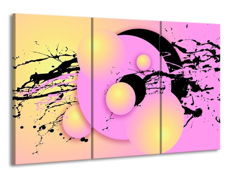 Glas schilderij Art | Paars, Zwart, Geel | 165x100cm 3Luik