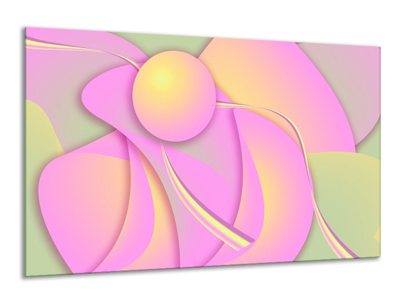 Glas schilderij Art | Roze, Groen, Geel | 120x70cm 1Luik