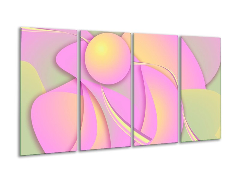 Glas schilderij Art | Roze, Groen, Geel | 160x80cm 4Luik