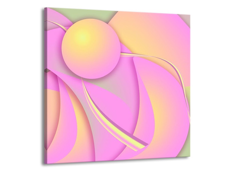 Glas schilderij Art | Roze, Groen, Geel | 50x50cm 1Luik