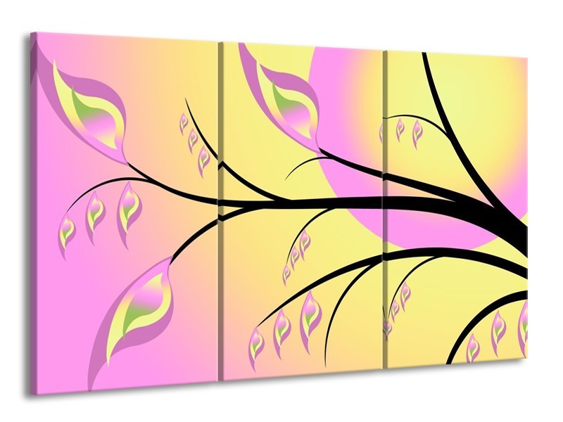 Glas schilderij Boom | Paars, Groen, Zwart | 165x100cm 3Luik