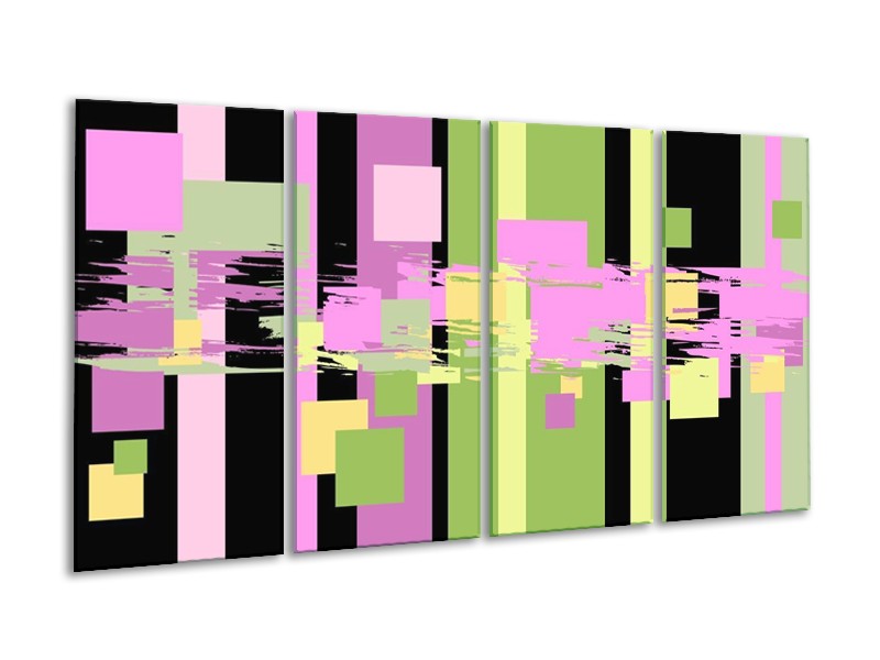 Glas schilderij Art | Groen, Zwart, Paars | 160x80cm 4Luik