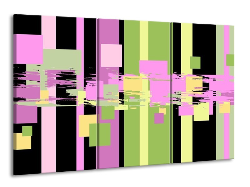 Glas schilderij Art | Groen, Zwart, Paars | 165x100cm 3Luik