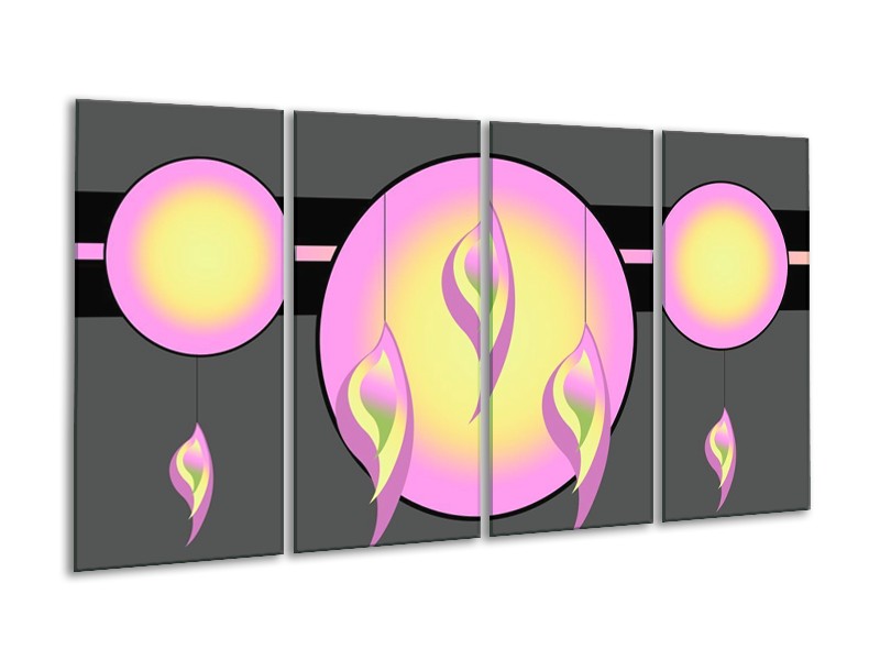 Glas schilderij Art | Grijs, Geel, Paars | 160x80cm 4Luik
