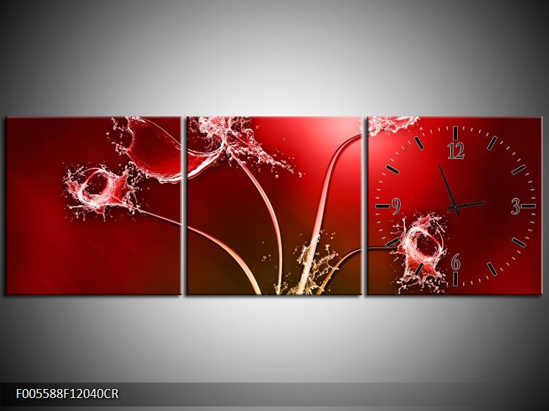 Klok schilderij Tulp | Rood, Wit | 120x40cm 3Luik