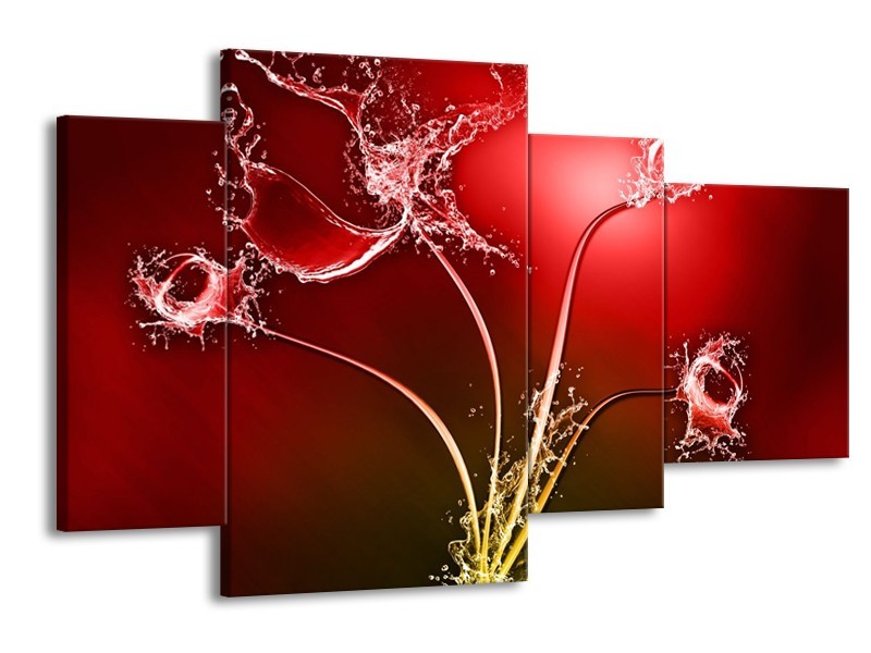 Glas schilderij Tulp | Rood, Wit | 120x75cm 4Luik