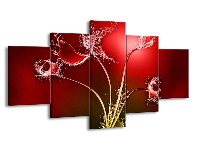 Glas schilderij Tulp | Rood, Wit | 150x80cm 5Luik