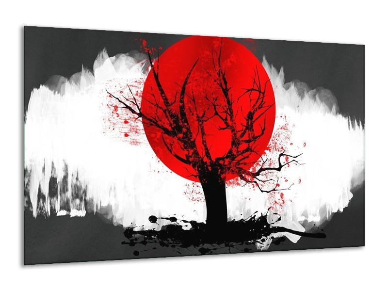 Glas schilderij Bomen | Rood, Wit, Zwart | 120x70cm 1Luik