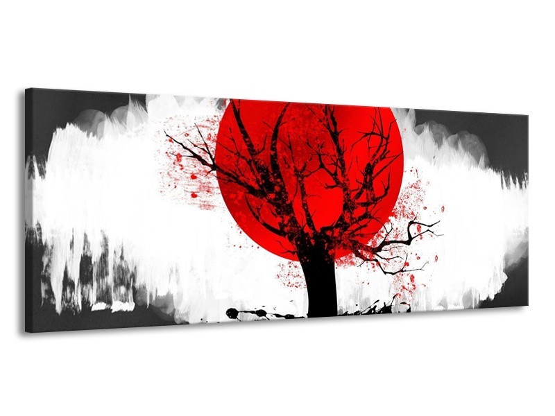 Glas schilderij Bomen | Rood, Wit, Zwart | 145x58cm 1Luik