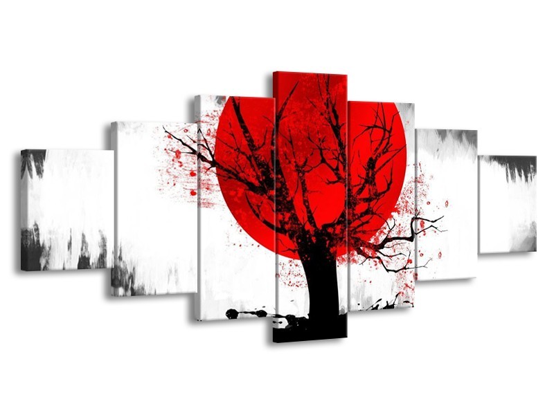 Glas schilderij Bomen | Rood, Wit, Zwart | 210x100cm 7Luik