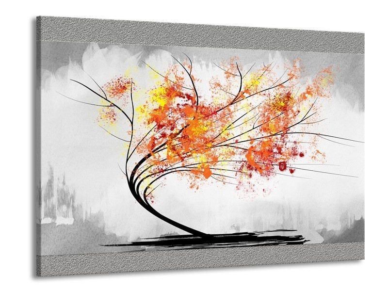 Canvas schilderij Bomen | Grijs, Oranje, Wit | 100x70cm 1Luik