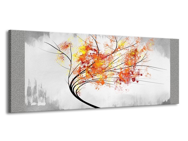 Glas schilderij Bomen | Grijs, Oranje, Wit | 145x58cm 1Luik