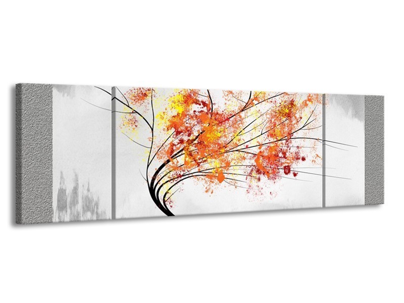 Glas schilderij Bomen | Grijs, Oranje, Wit | 170x50cm 3Luik