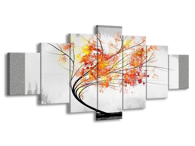 Glas schilderij Bomen | Grijs, Oranje, Wit | 210x100cm 7Luik