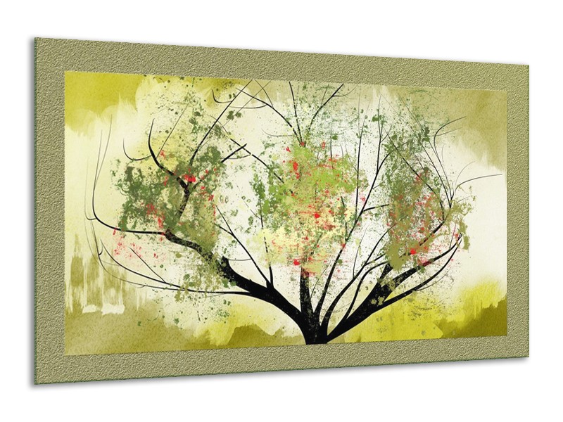 Glas schilderij Bomen | Groen, Zwart | 120x70cm 1Luik
