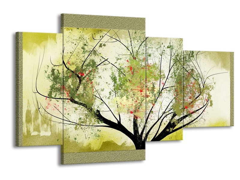 Glas schilderij Bomen | Groen, Zwart | 120x75cm 4Luik