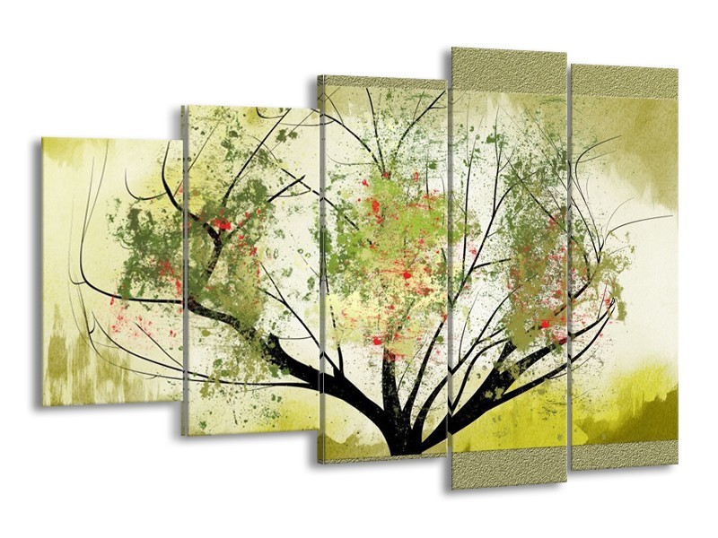 Glas schilderij Bomen | Groen, Zwart | 150x100cm 5Luik