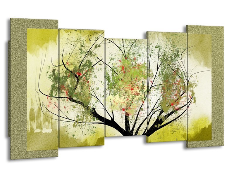 Glas schilderij Bomen | Groen, Zwart | 150x80cm 5Luik