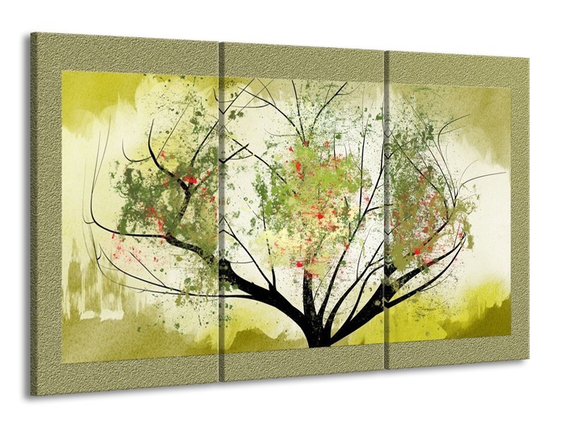 Glas schilderij Bomen | Groen, Zwart | 165x100cm 3Luik