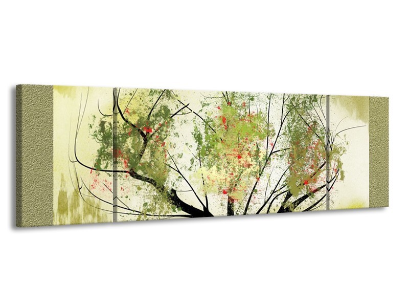 Glas schilderij Bomen | Groen, Zwart | 170x50cm 3Luik
