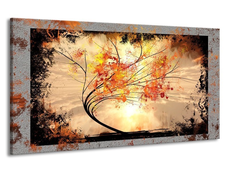 Canvas schilderij Bomen | Oranje, Grijs, Zwart | 190x100cm 1Luik