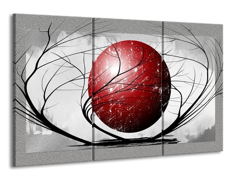 Glas schilderij Art | Rood, Grijs, Zwart | 165x100cm 3Luik