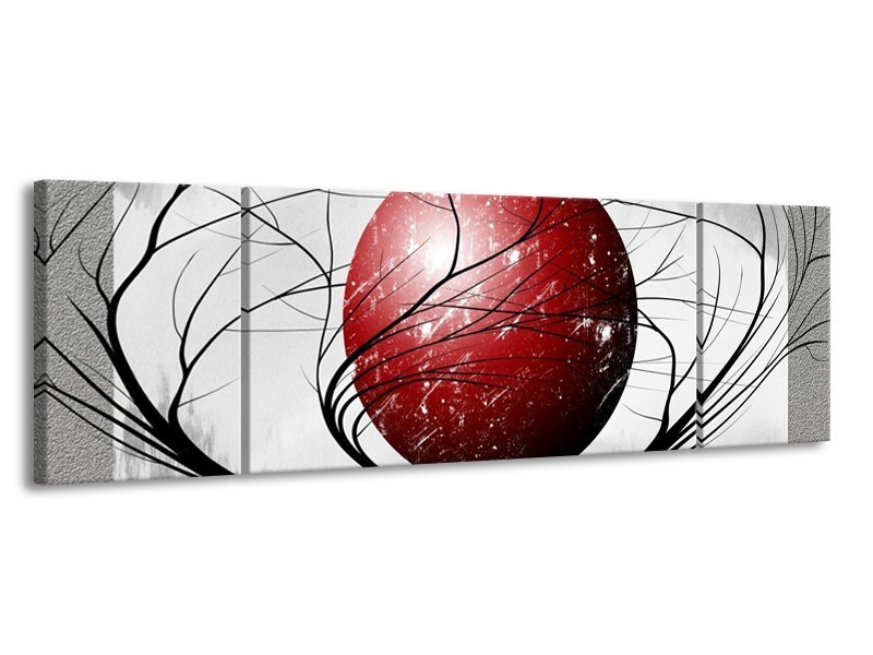 Glas schilderij Art | Rood, Grijs, Zwart | 170x50cm 3Luik