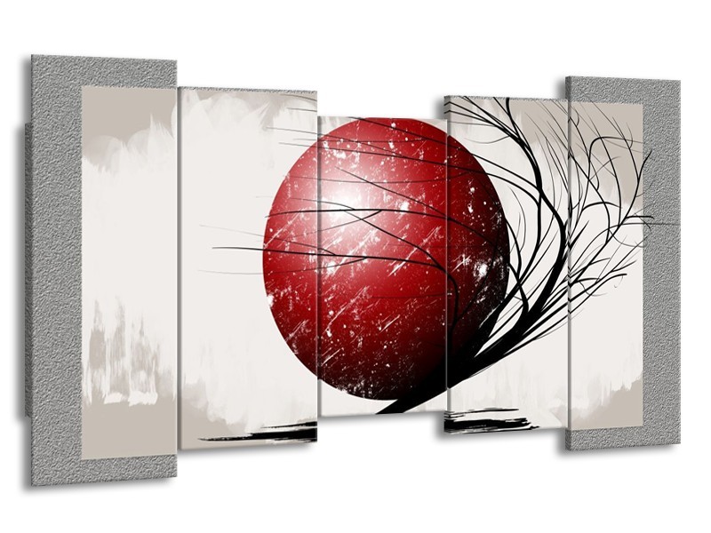 Glas schilderij Art | Rood, Zwart, Grijs | 150x80cm 5Luik