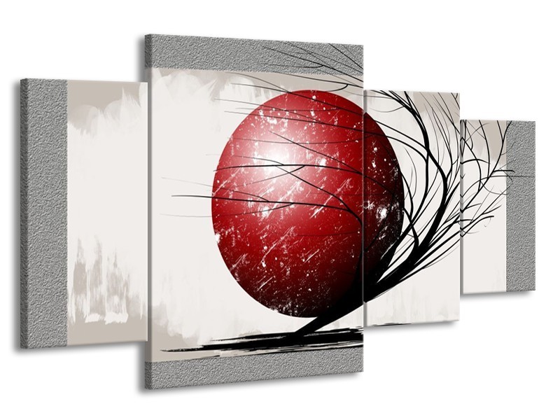 Glas schilderij Art | Rood, Zwart, Grijs | 160x90cm 4Luik