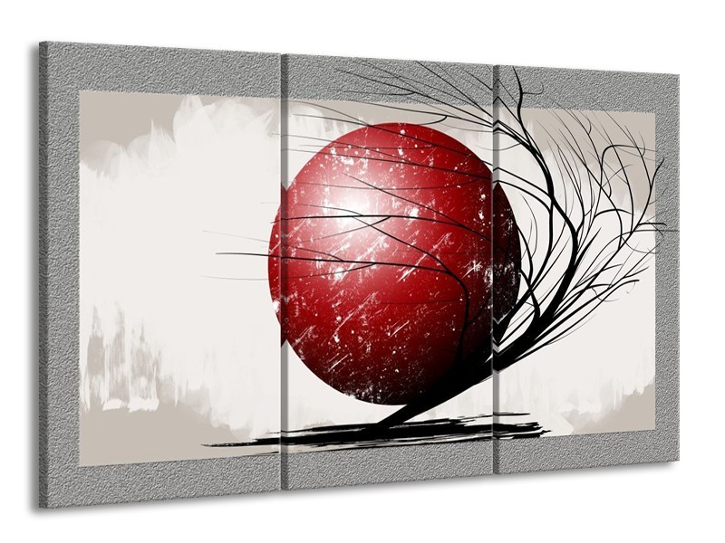 Glas schilderij Art | Rood, Zwart, Grijs | 165x100cm 3Luik