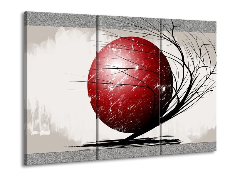 Canvas schilderij Art | Rood, Zwart, Grijs | 90x60cm 3Luik