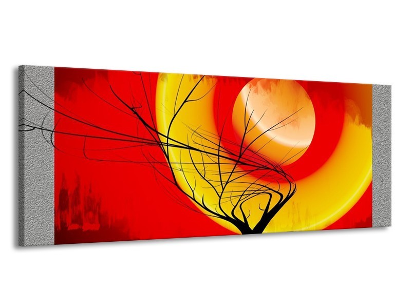 Glas schilderij Boom | Rood, Geel, Grijs | 145x58cm 1Luik
