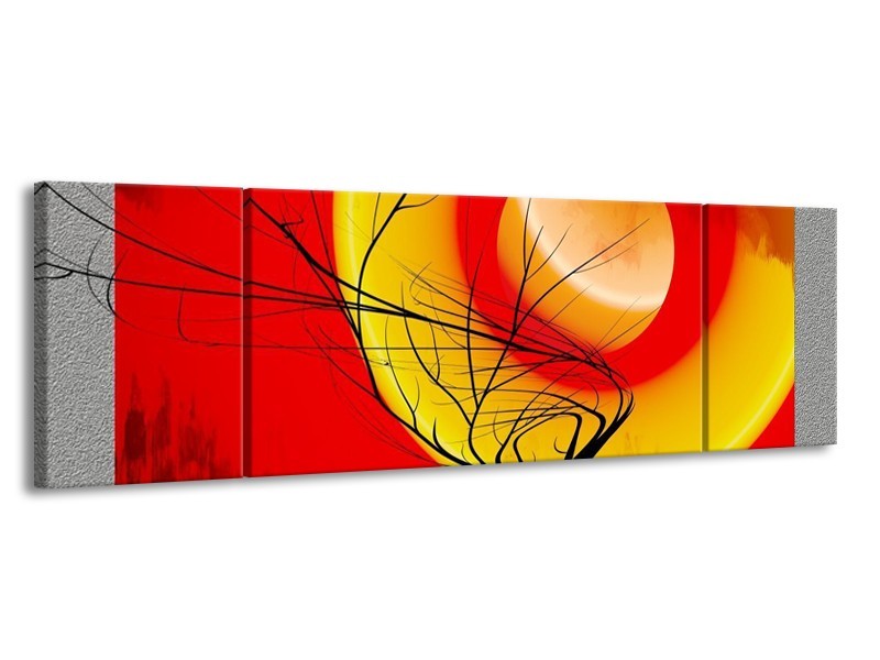 Glas schilderij Boom | Rood, Geel, Grijs | 170x50cm 3Luik