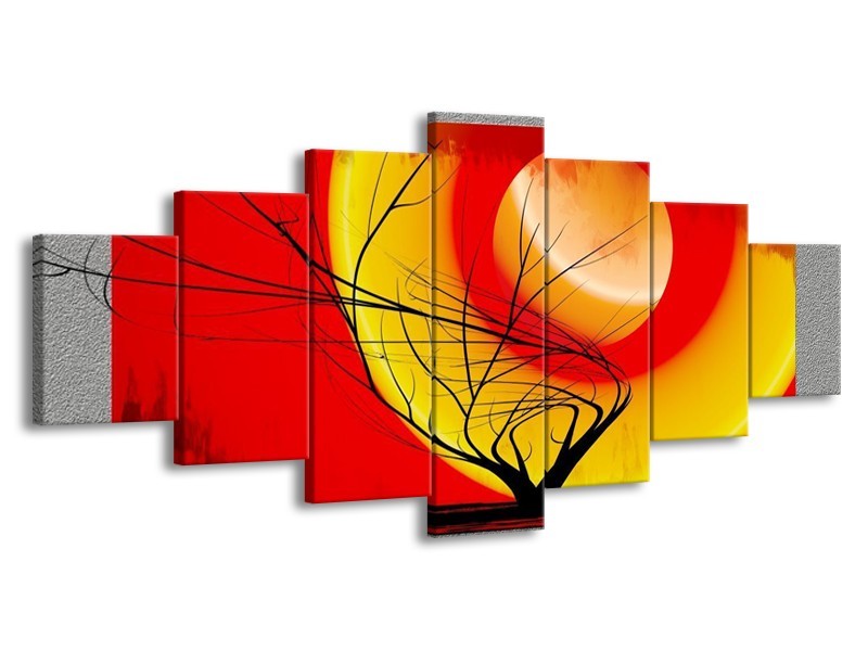 Glas schilderij Boom | Rood, Geel, Grijs | 210x100cm 7Luik