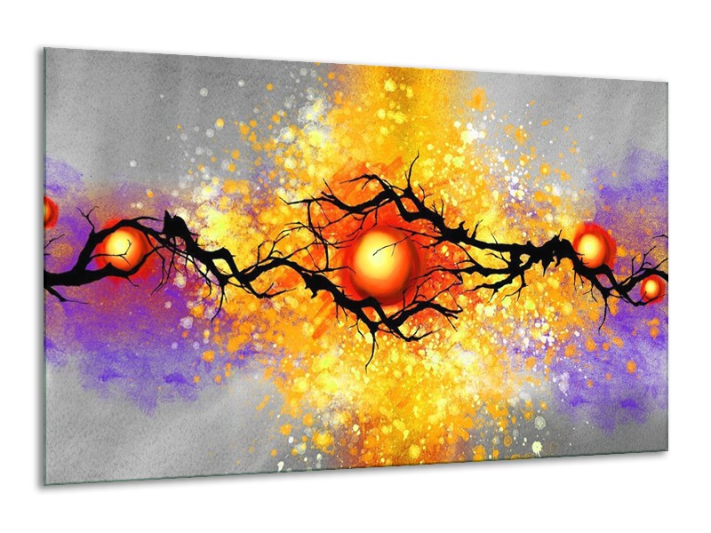 Canvas schilderij Boom | Grijs, Paars, Oranje | 120x70cm 1Luik