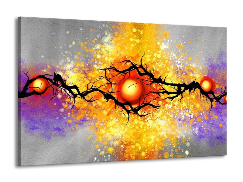Glas schilderij Boom | Grijs, Paars, Oranje | 140x90cm 1Luik