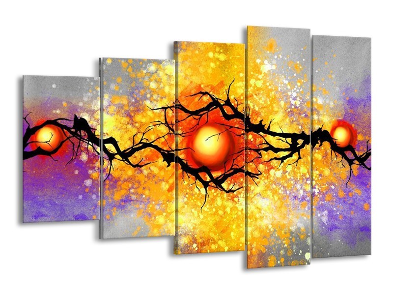 Glas schilderij Boom | Grijs, Paars, Oranje | 150x100cm 5Luik