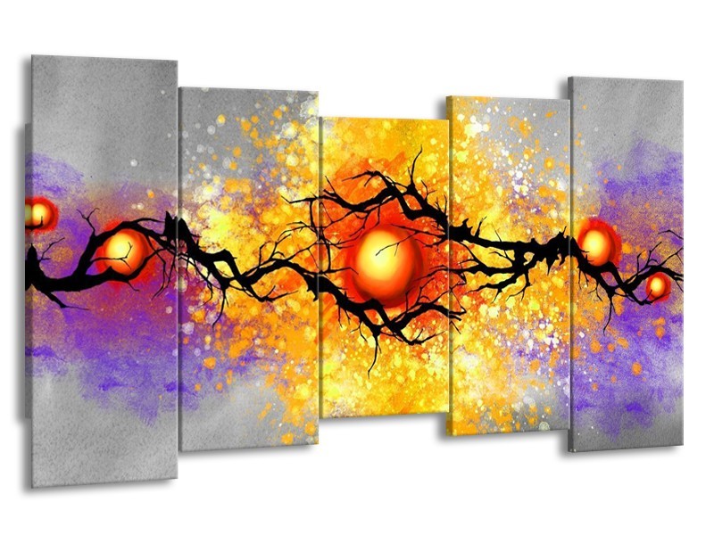 Glas schilderij Boom | Grijs, Paars, Oranje | 150x80cm 5Luik