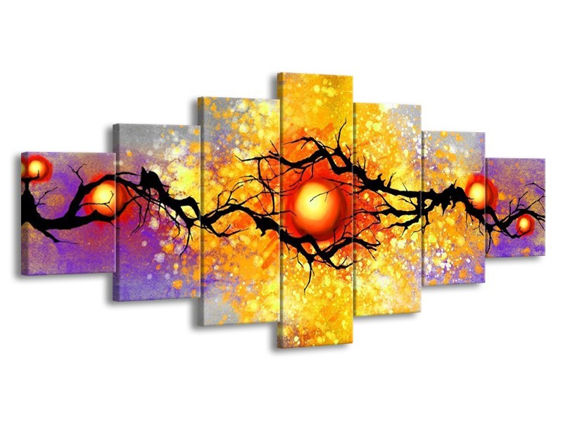 Glas schilderij Boom | Grijs, Paars, Oranje | 210x100cm 7Luik