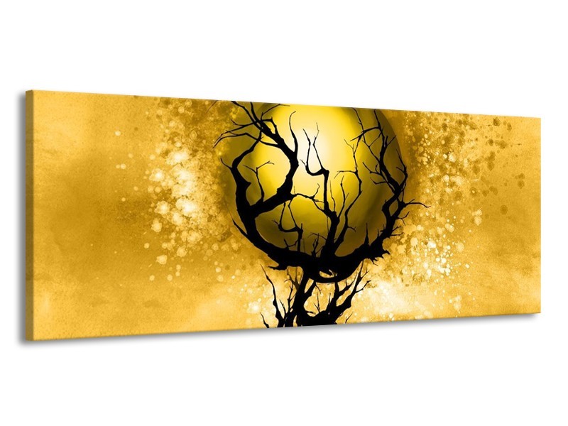 Glas schilderij Boom | Zwart, Goud, Wit | 145x58cm 1Luik
