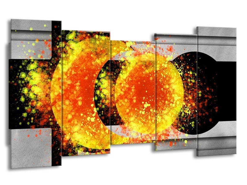 Glas schilderij Art | Geel, Grijs, Zwart | 150x80cm 5Luik