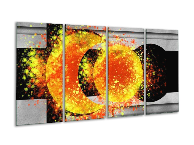 Glas schilderij Art | Geel, Grijs, Zwart | 160x80cm 4Luik