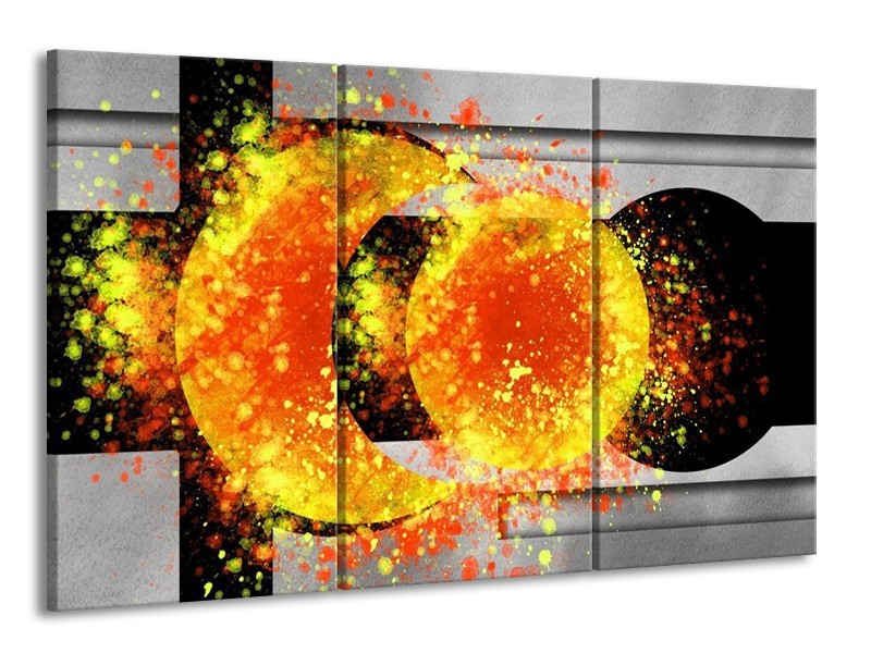 Glas schilderij Art | Geel, Grijs, Zwart | 165x100cm 3Luik
