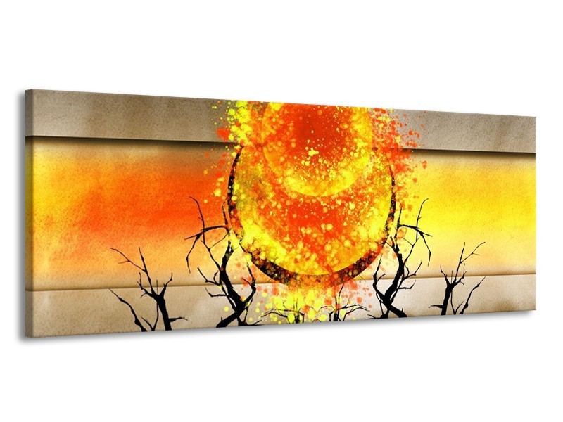Glas schilderij Art | Grijs, Oranje, Geel | 145x58cm 1Luik