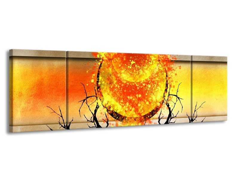 Glas schilderij Art | Grijs, Oranje, Geel | 170x50cm 3Luik