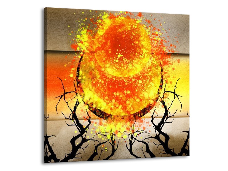 Glas schilderij Art | Grijs, Oranje, Geel | 50x50cm 1Luik